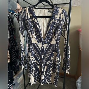 Boohoo mini dress nude with sequins